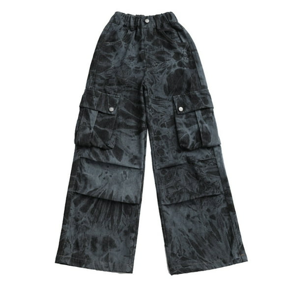 KAUOD Cargo Pants for Teen Girls Baggy Jeans Wide Leg Denim Pants Y2K Hip Hop Streetwear High Elastic Waisted Hiking Pants