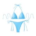 thumbnail image 6 of VMESZQFG Women's Polka Dots Bikini Set Halter Two Piece Sexy Swimsuit Triangle Top String Swimwear Tie Side Bathing Suit Sky Blue M Size, 6 of 8