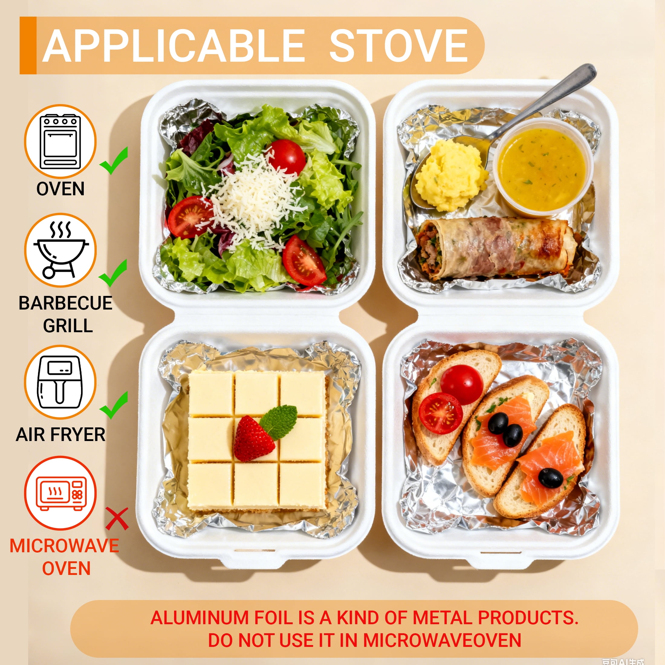 GARITIN Aluminum Foil Paper 223 Sq Ft, Heavy Duty Aluminum Foil, Non Stick Foil Roll with Cutter for Grilling, Cooking, Catering, Grill Foil Wraps for Food, 12 Inches Wide, Silver