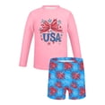 thumbnail image 5 of Girls USA Patriotic 4th of July Long Sleeve Rash Guard and Swim Shorts 2 Piece Swimsuit Set Multicolor 6,Size 5-6T, 5 of 8