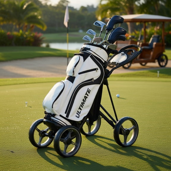 Topcobe 4 Wheel Golf Push Cart with Brake Scoreboard Adjustable Handle, Foldable Lightweight Pushcart, Easy to Open & Close, Gray