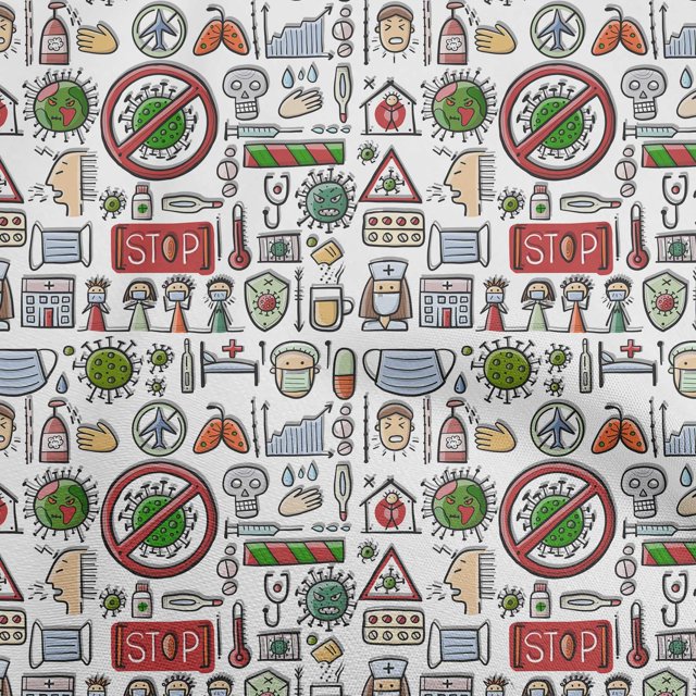 oneOone Georgette Viscose Red Fabric Medical Doodle Sewing Material Print Fabric By The Yard 42 Inch Wide