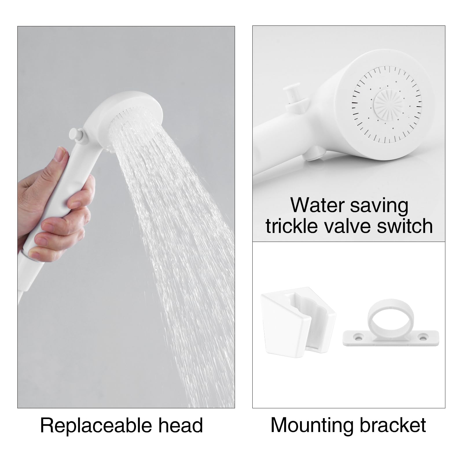RV Shower Head with Hose, High Flow Shower Head, for RV/Campers, Travel Trailer, Motorhome for Water Saving, with Pause Function and Handheld Shower Head Holder and Hose (White) RV Accessories