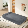 thumbnail image 2 of Teddy Fabric Floor Sofa Bed, Twin Size Convertible Folding Sleeper Sofa with 2 Pillows, No Assembly Required for Living Room, Guest Room, Apartment, Dark Gray, 2 of 8
