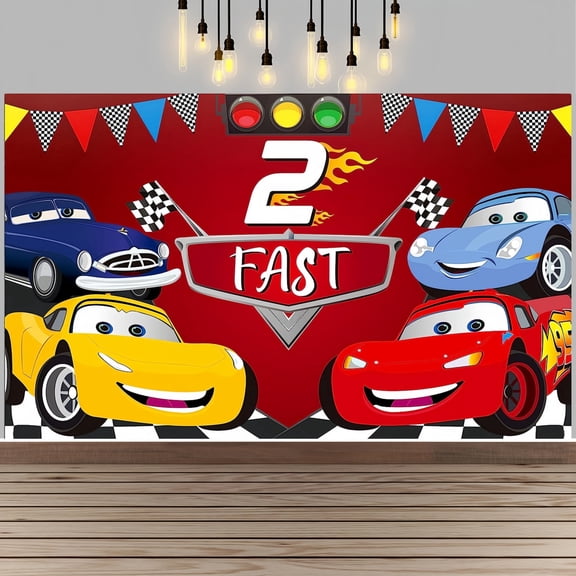 Cars‌ Happy Birthday Anime Cartoon Theme Backdrops Banner Birthday Party Decor Supplies(5x3ft)