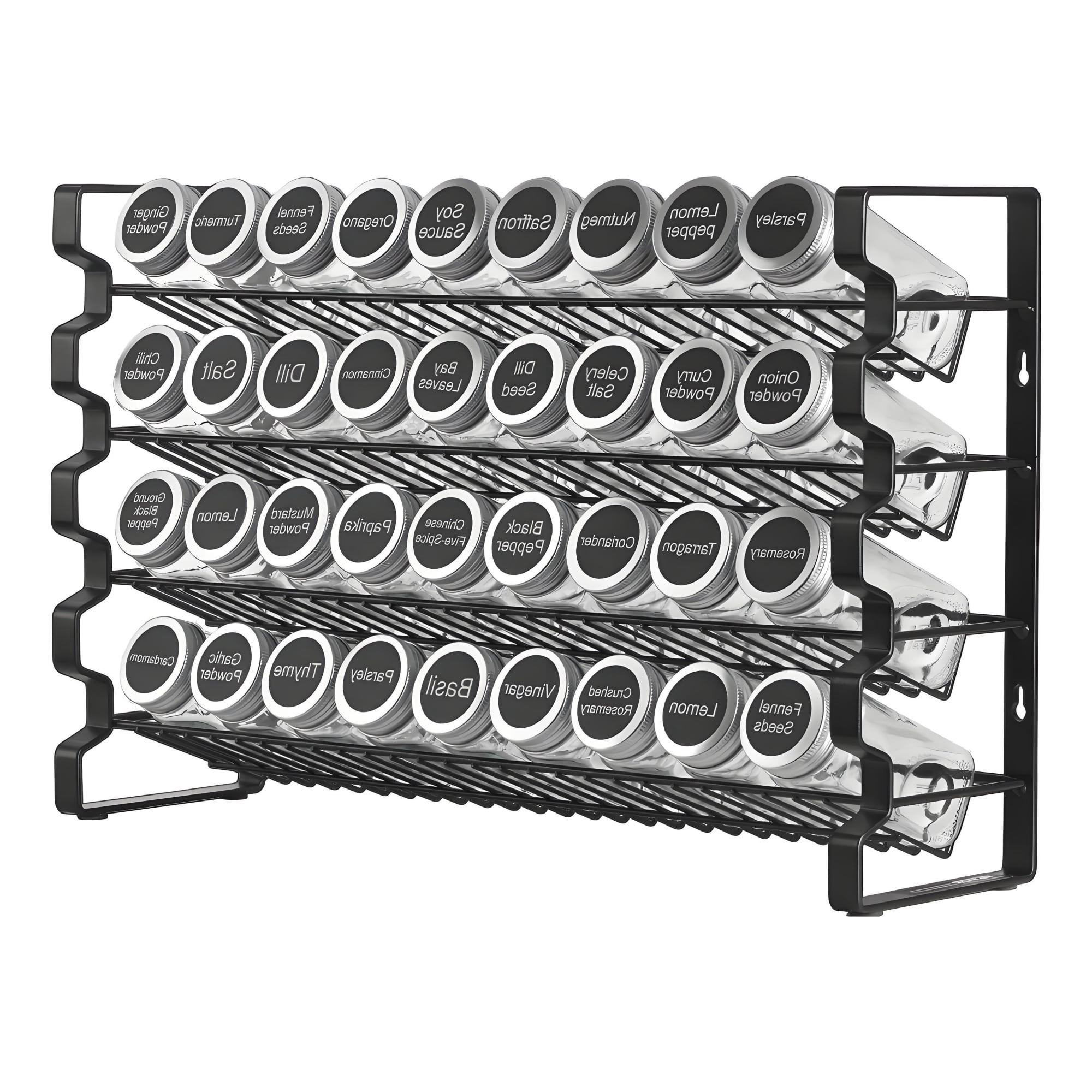 Spice Rack Organizer for Cabinet (18x11"), Seasoning Organizer Set with 36 Jars, Labels & Funnel