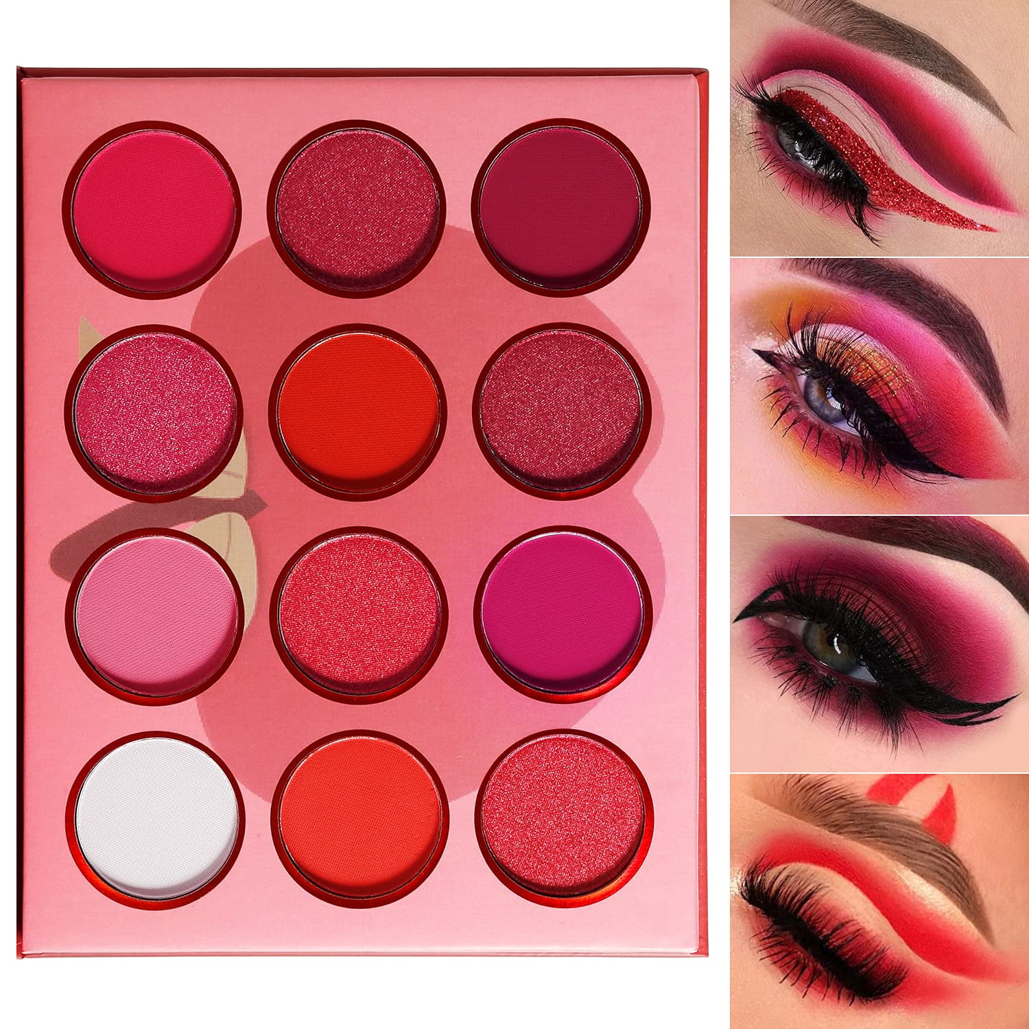 Professional Red Rose Pink Eyeshadow Palette Highly Pigmented, DE'LANCI 12 Color Matte+Shimmer Shadow Makeup Set Cute Travel Size, Blendable & Long Lasting Shade for Christmas Gifts Walmart.com