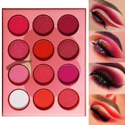 Red Rose Eyeshadow Palette Highly Pigmented, DE'LANCI 12 Color  Professional  Matte Shimmer Red Makeup Set mini cute travel size,Blendable & Long Lasting Shade