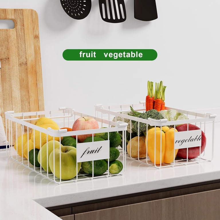ISPECLE Freezer Organizer Bins – 4 Pack Medium, For 14-15.5 Cu.ft Upright Freezer, White Wire Baskets