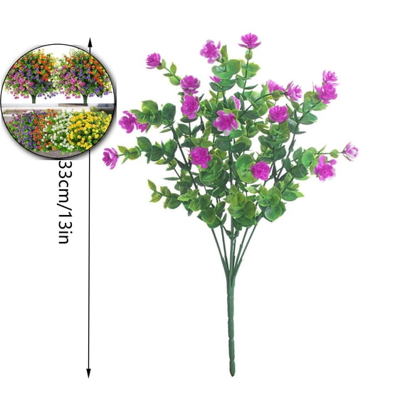 Outdoor Artificial Plant UV Resistant Fake Stem Plant, Faux Plastic Greenery for Indoor Outside Hanging Garden Porch Window Box Home Wedding Farmhouse Outdoor Decoration