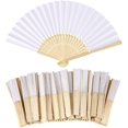 thumbnail image 1 of 10 Pc Heilwiy Handmade Paper Folding Fans Bamboo Hand Held Fan For Gift Party Favors, 1 of 5