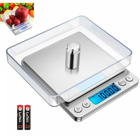 

Food Scale Digital Kitchen Scale Weight Grams and oz for Cooking Baking 0.1g Precise Graduation 2 Trays 6 Units