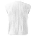 thumbnail image 4 of Baberdicy Colour Blouse Women Casual Print Sleeveless V Neck Ribbed Knit Split Pullover Sweater Vest Blouse Sweater Vest White, 4 of 4