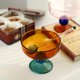 thumbnail image 3 of Tazones/tazas de postre de vidrio con patas de colores con patrón de diamantes de cristal de colores: para postre, helado, batido, fruta, ensalada, fiesta de bodas, 3 of 5