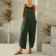 thumbnail image 2 of Fsqjgq Jumpsuits for Women Army Green Bodysuit Boho Fashion Casual Solid Pocket Romper Long Playsuit Strap Button Jumpsuit Wide Leg Pants Bib Overalls with Pockets Beach Outfits for Women M, 2 of 5