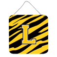 thumbnail image 1 of "Treasures Letter L Initial with Tiger Stripe-Black Gold Wall or Door Hanging Prints, 6 x 6", multicolor Caroline's Treasures CJ1026-LDS66, 1 of 1