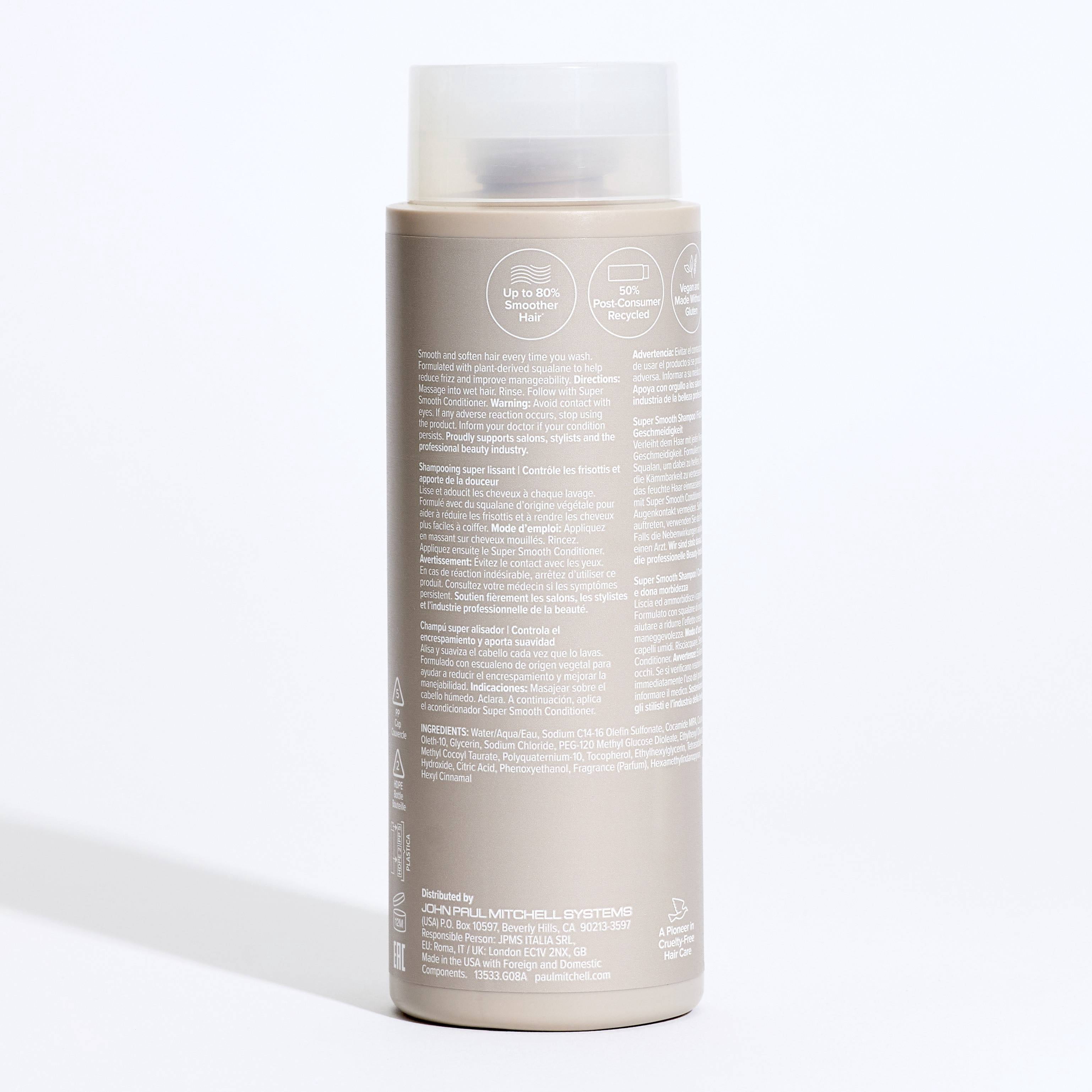 Paul Mitchell Super Smooth Shampoo, Controls Frizz, Adds Softness, For Frizzy Hair, 33.8 oz.