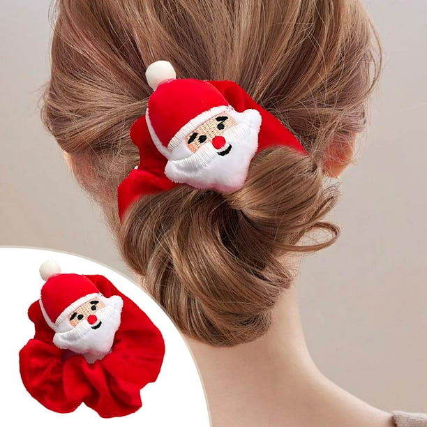 Coletero Elástico Navideño Ltp240921001 | Accesorio para El Pelo de Terciopelo para Muñeco de Papá Noel | Diadema Festiva Roja y Blanca para Mujeres y Niñas | Regalo para Fiestas y Disfraz Navideño