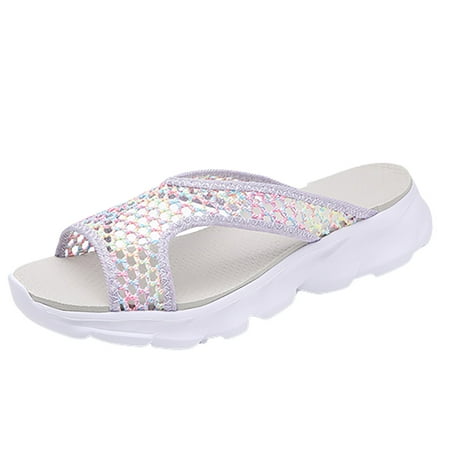 

PEASKJP Woman Sandals Women s Sandals Dress Summer Sandals Beach Sandal Shoes Elastic Ankle Comfortable Flat for Women (Pink 7)