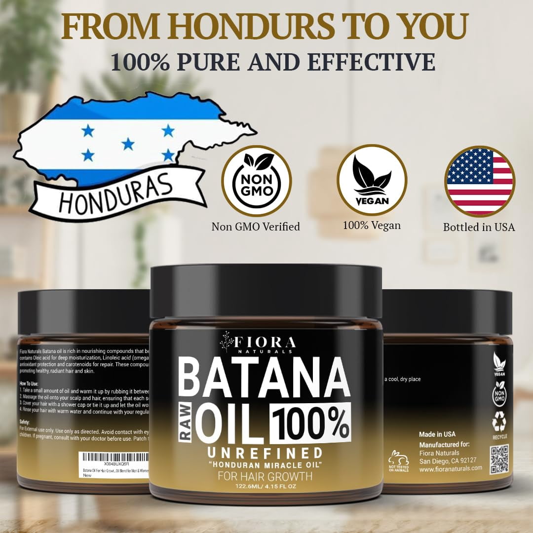 Raw Batana Oil for Hair Growth, Unrefined Batana Oil from Honduras