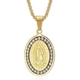 thumbnail image 1 of Collar de Medalla Virgen de Guadalupe Acero Inoxidable Baño de Oro, Collares Medalla Virgen María Oración, Regalos para Hombre Mujer, Día de la Asunción de María Regalos, 1 of 4