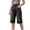 Black, variant on Women's High Waisted Cargo Capris Denim Button Front Wide Leg Denim Pants Frayed Hem Casual Summer Trousers with Zipper Pockets