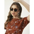 thumbnail image 4 of Moomaya Women Printed Crop Top, Front Knot Short Sleeves Round Neck Summer Top, 4 of 8
