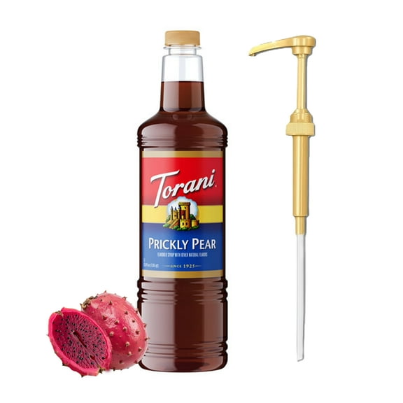 Torani Prickly Pear Flavouring Syrup, 1L (33.8 fl oz) Plastic Bottle with Absol Gold Pump