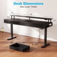 thumbnail image 4 of Casacomoda 63“ Electric Standing Desk with Power Outlets and LED Lights, Adjustable Height Sit Stand Desk with Monitor Shelf & 3 Fabric Drawers for Home Office, Black, 4 of 7