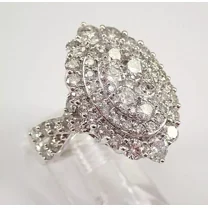 2Ct Round Cut Lab Created Diamond Cluster Engagement Ring 14K White Gold Plated