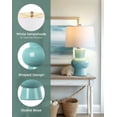 thumbnail image 2 of 25.6" Blue Ceramic Table Lamp, Large Bedside Living Room Lamp, 1 Pack Vase Bedside Lamp with White Linen Lampshade, Modern Bedroom Lamp, 2 of 7