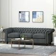 thumbnail image 2 of Noble House Augus Fabric Tufted 3 Seater Sofa, Charcoal, Dark Brown, 2 of 9