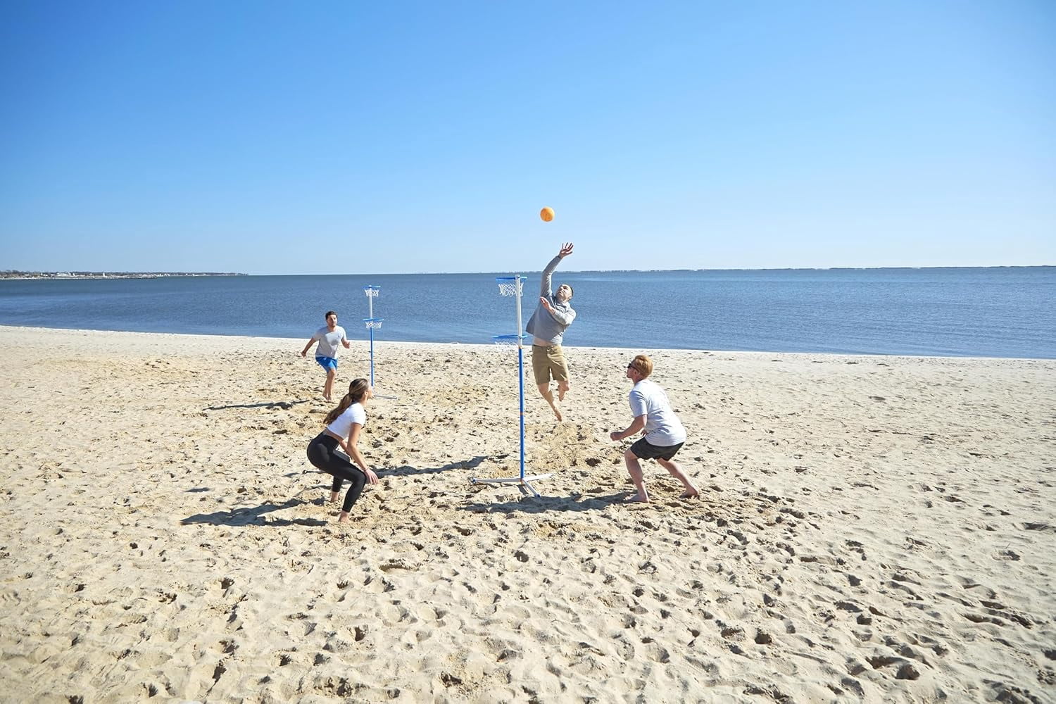 RallyHoops 7 ft - World's First Sports Game to Mash Volleyball & Basketball - Setup in Seconds - Easy to Learn - Fun to Play for All Ages