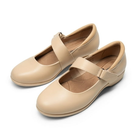 

BURUDANI Womens Ballet Mary Jane Flats Non-Slip Comfortable Dress Shoes with Ankle Strap NUDE Size 6
