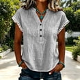 thumbnail image 4 of MAFYTYTPR Women's Lace Trim Cap Sleeve V-Neck Crinkle Cotton Blouses Spring Summer Casual Tops for Everyday Wear S-3XL Plus Size, 4 of 6