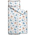 thumbnail image 2 of White Blue Butterfly Flower Pattern Teens Toddler Nap Mat with Pillow, Sleeping Mat Bag for Preschool Daycare 59"x22", 2 of 6