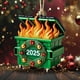 thumbnail image 5 of Adorno navideño de basurero en llamas, adorno verde de basurero en llamas con corona de bolas navideñas, divertidos regalos de decoración de Año Nuevo, decoración colgante para árbol de Navidad., 5 of 5