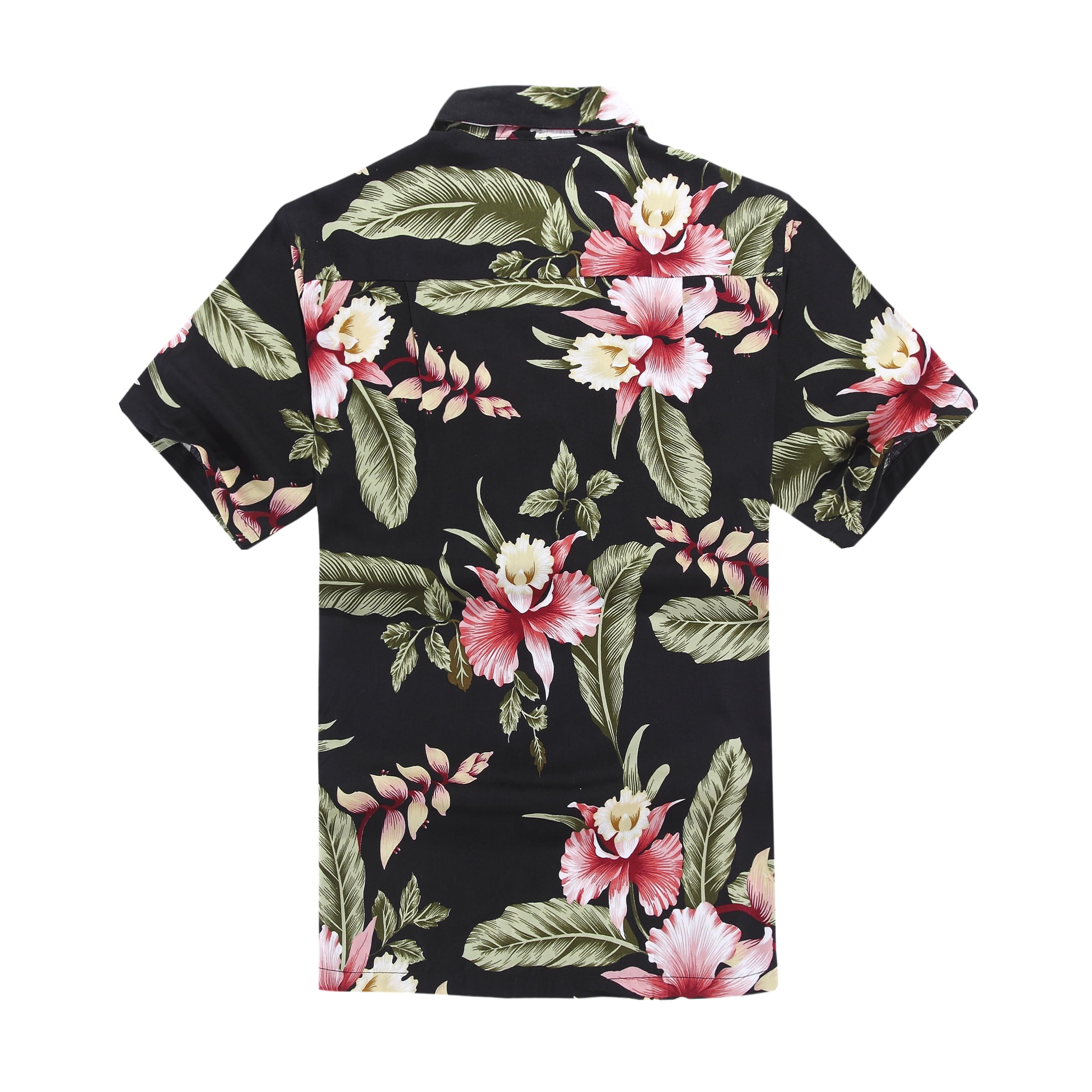Men's Hawaiian Shirt Aloha Shirt 4XL Black Rafelsia Floral
