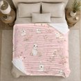 thumbnail image 4 of White Rabbits Among Delicate Pink Garden Flowers, Soft Flannel Blanket with Delicate Watercolor Animals Print, Housewarming Gift and Home Decor for Bedroom and Living Room, 4 of 7