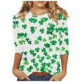 thumbnail image 1 of Nouveau & Tendance! FUNUONY T-Shirt de la Saint-Patrick pour Femmes, Col Rond, Imprimé Floral Décontracté, Manches Trois-Quarts, Vert Menthe TG, 1 of 3
