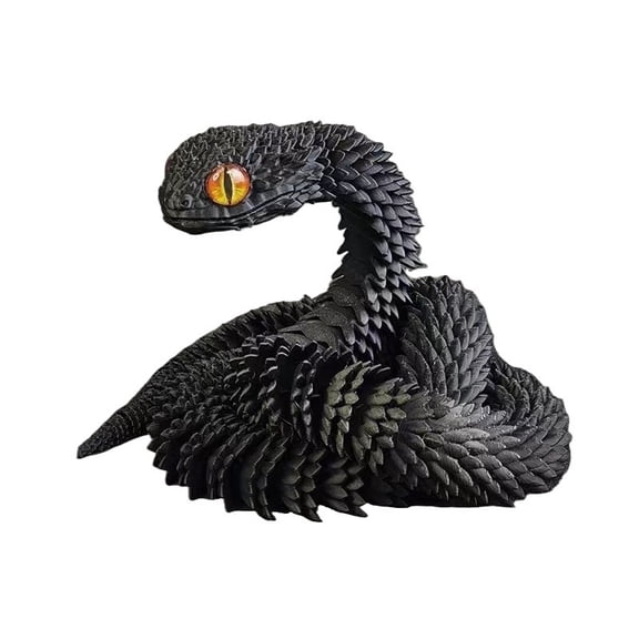 1PC Black 30CM Viper 3D Printed Dragon Realistic Animal Model Ornament Gradient Crystal Glowing Dragon with Movable Joints