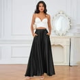 thumbnail image 4 of KDDYLITQ Womens Satin Maxi Skirt Silk Solid Color Skirts Pleated Hem High Waisted Casual Long Skirts Elegant Office Skirt with Pocket Black 2XL, 4 of 6