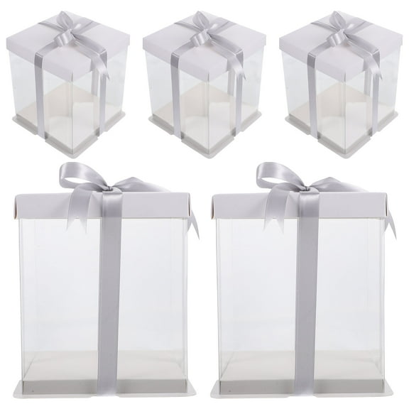 Raindrops 5pcs Clear Cake Carrier Cake Box Baking Packing Box Birthday Cake Box for Party