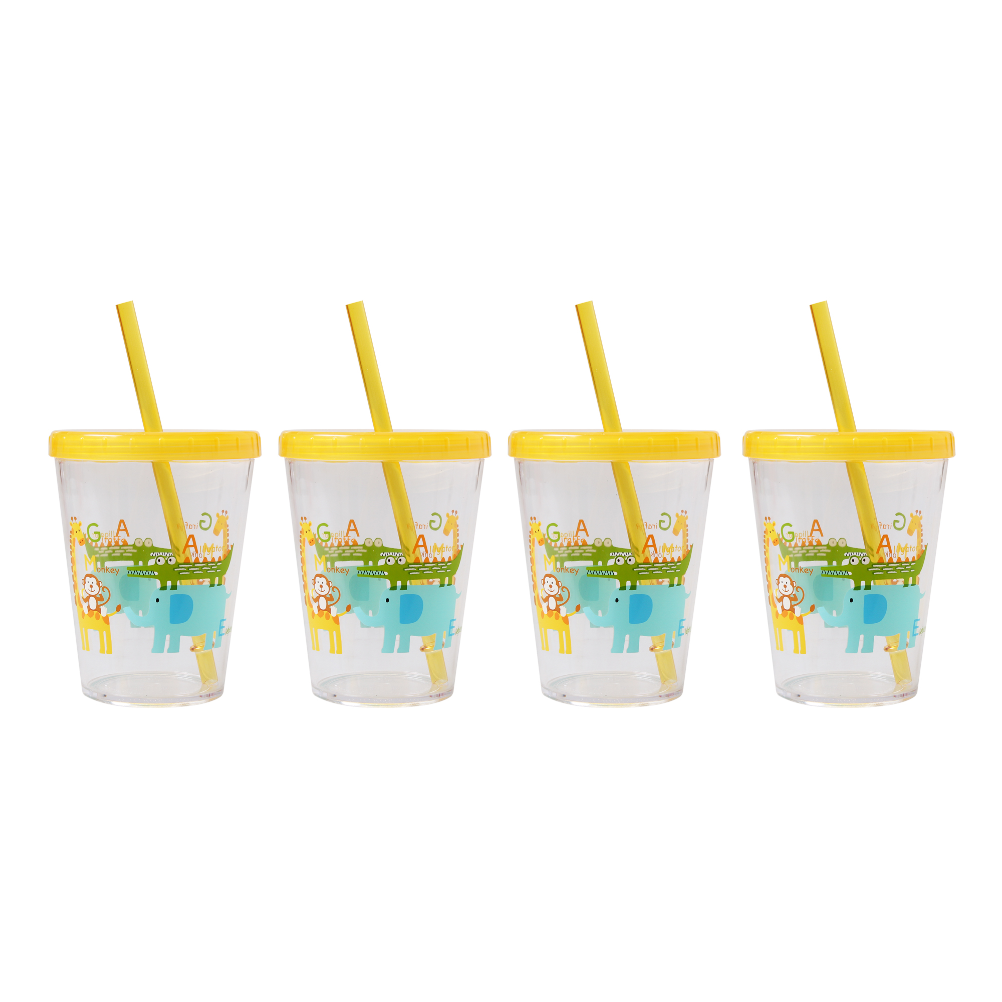 Mainstays Kids Tumbler with Straw and Lid, 4 Pack