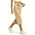 thumbnail image 7 of Capri Pants for Women Solid Color Loose Wide Leg Jogger Pants Elastic Double Drawstring Waist Button Cuff Thick Warm Fleece Stretch Breathable Casual Street Daily Walking Shopping Outdoor, 7 of 7