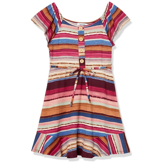 Speechless Girls' Flutter Sleeve Dress, Multi, 7