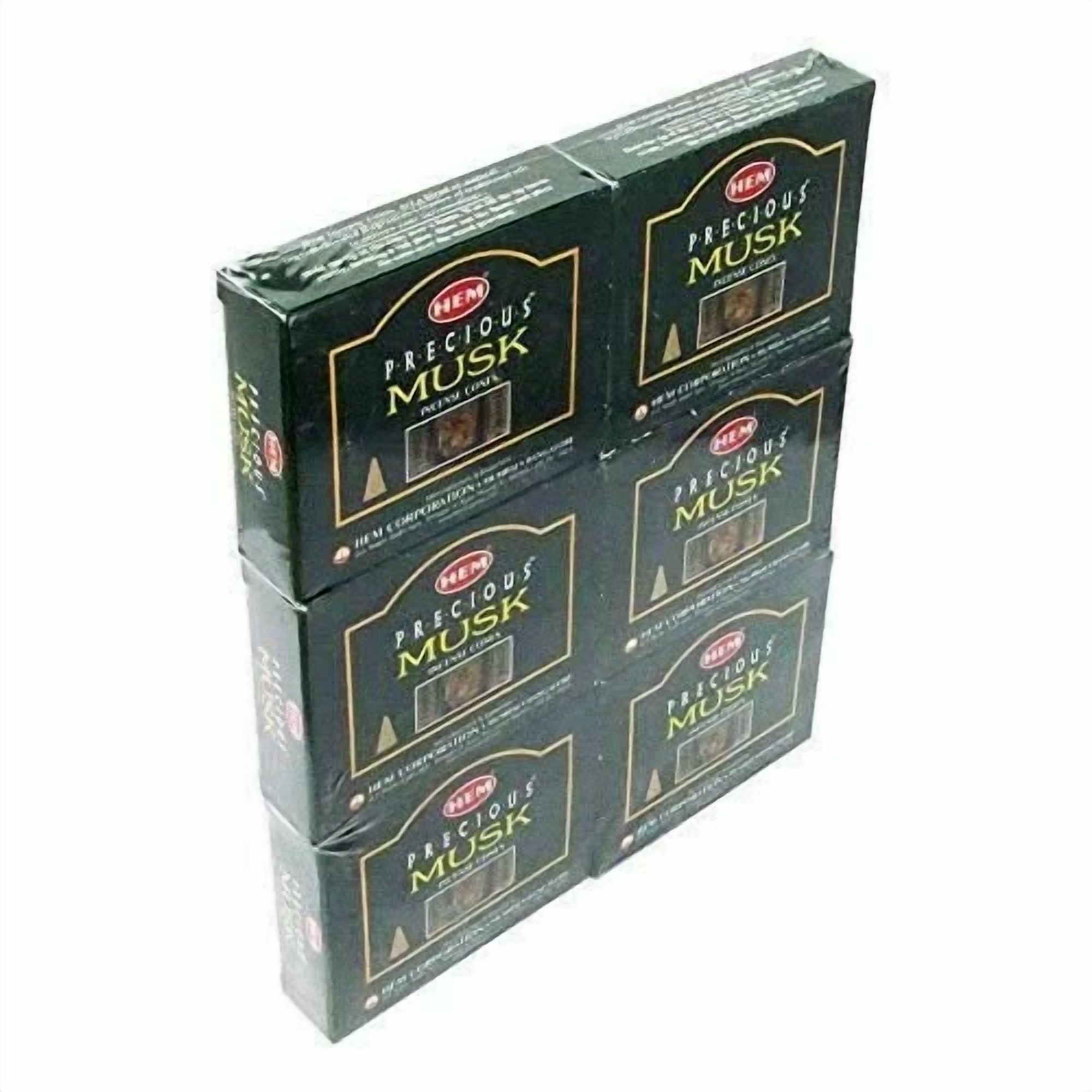 Hem Precious Musk Pack Of 6 Incense Cones Boxes, 10 Cones Each