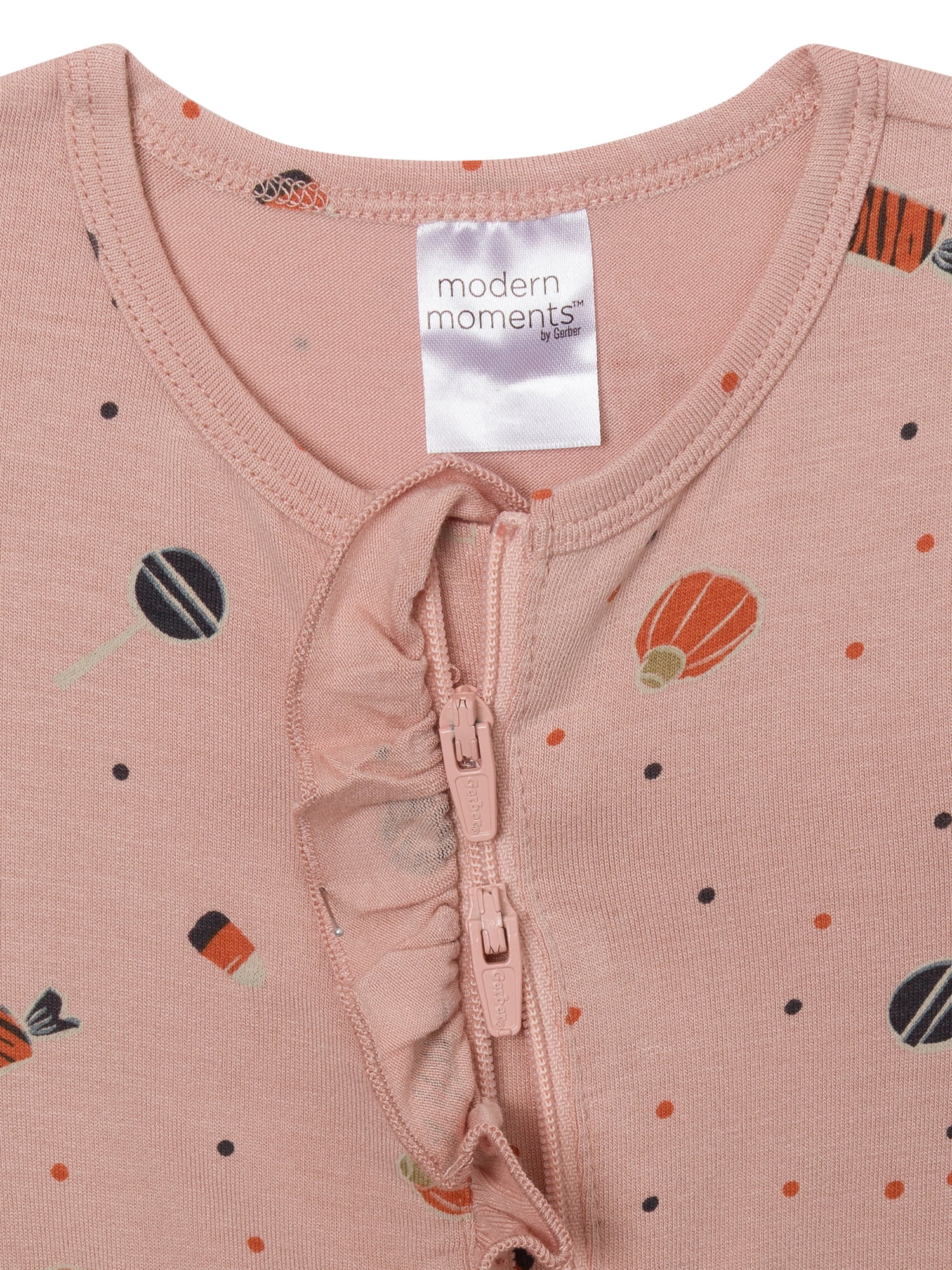 Modern Moments by Gerber Baby Girl Tow-Way Zip Viscose Halloween Ruffled Coverall, Sizes Newborn - 12 Months