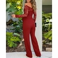 thumbnail image 5 of ZEFORTEX Womens Dressy Jumpsuits Casual One Piece Outfits Off Shoulder Lace Trim Overalls Straight Leg Pants, 5 of 9