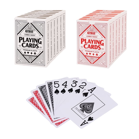 GSE Games & Sports Expert 100% Waterproof Plastic Playing Cards, 12-Deck Jumbo Index, Poker Size
